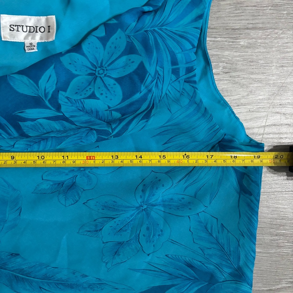 Y2K Beach Resort Wear Icy Blue Cowl Neck Top Size 10 - Picture 5 of 7